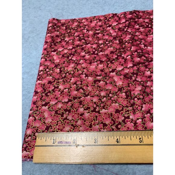 Kona Bay Fabrics Cherry Blossom Print Cotton Fabric 10"x42" Burgundy Pink Quilti - Picture 2 of 5
